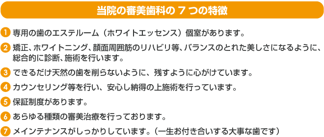 当院の審美歯科の7つの特徴